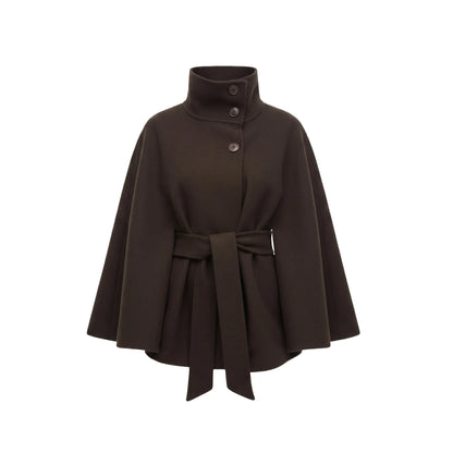Women's Casual High Collar Jacket with Belted Waist