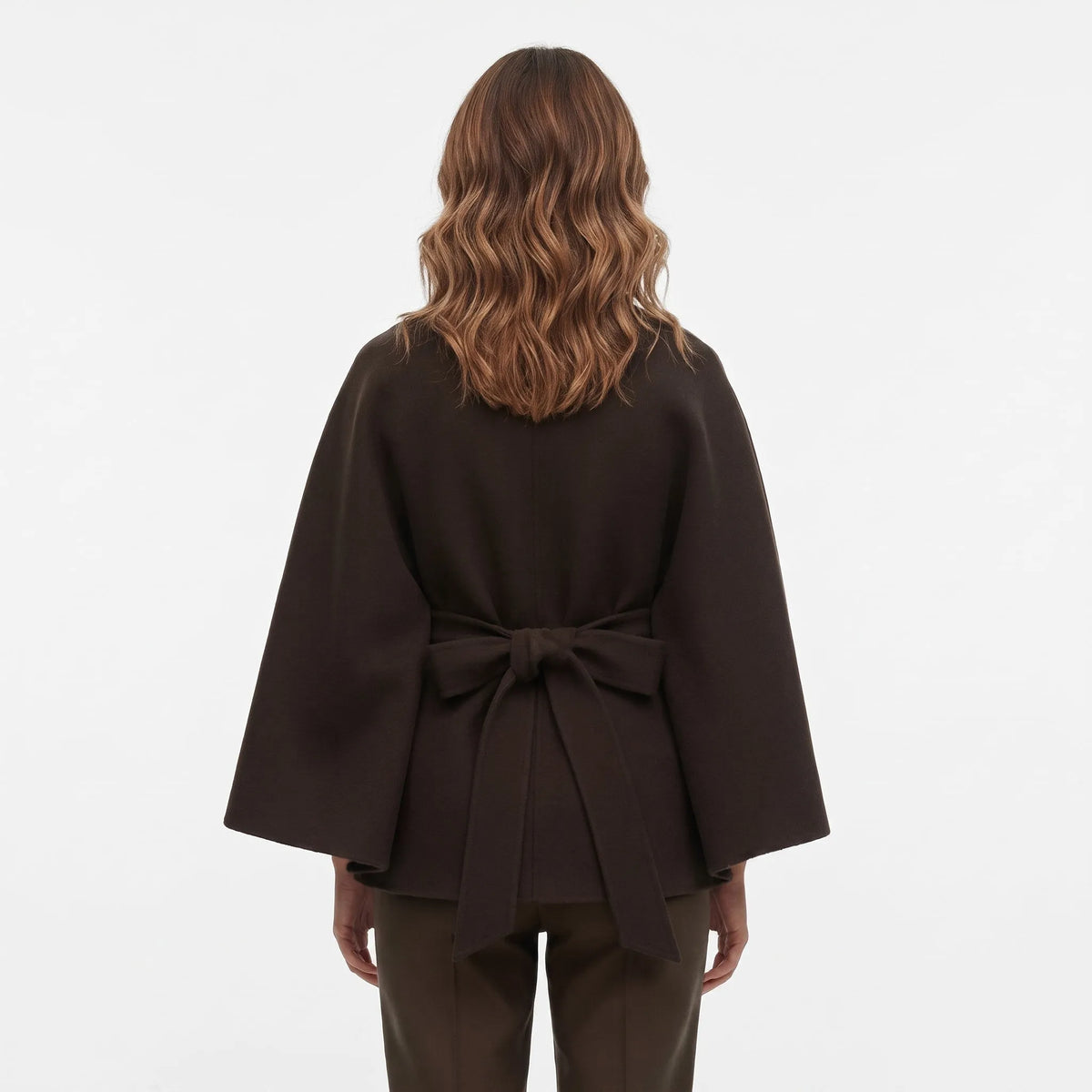 Women's Casual High Collar Jacket with Belted Waist