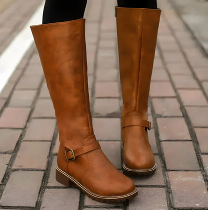 Women's Casual Knee High Boots with Block Heel