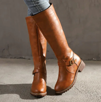 Women's Casual Knee High Boots with Block Heel