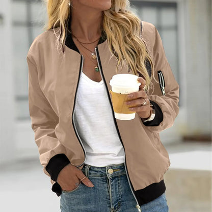 Women’s Casual Lightweight Jacket with Zip-Up Front
