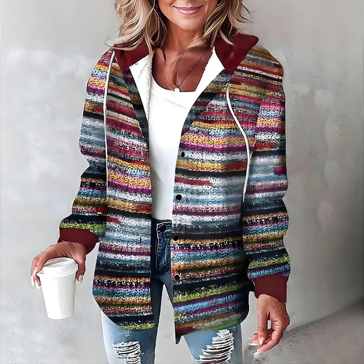 Women’s Casual Plaid Jacket with Hood