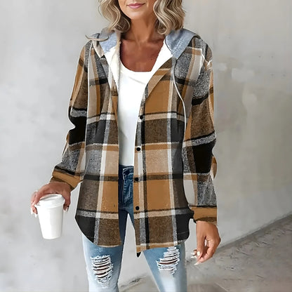 Women’s Casual Plaid Jacket with Hood