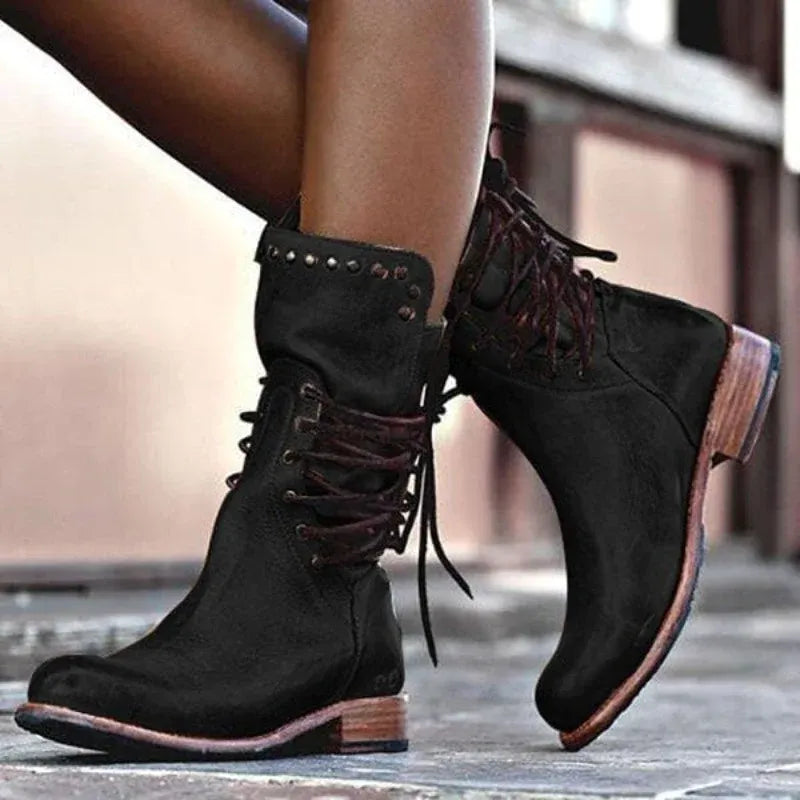 Women's Casual Vintage Boots with Lace-Up