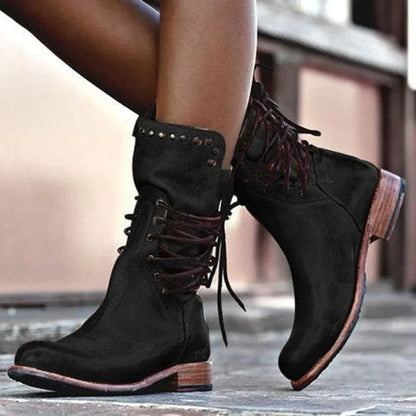 Women's Casual Vintage Boots with Lace-Up