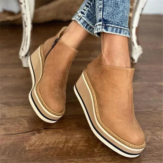 Women's Casual Wedge Boots with Platform