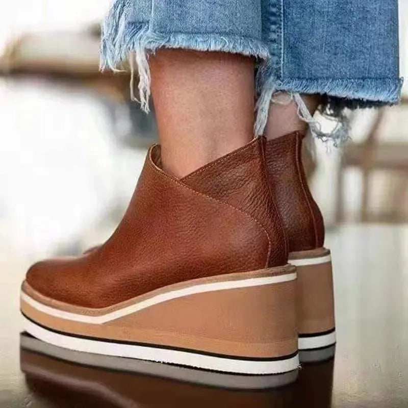 Women's Casual Wedge Boots with Platform