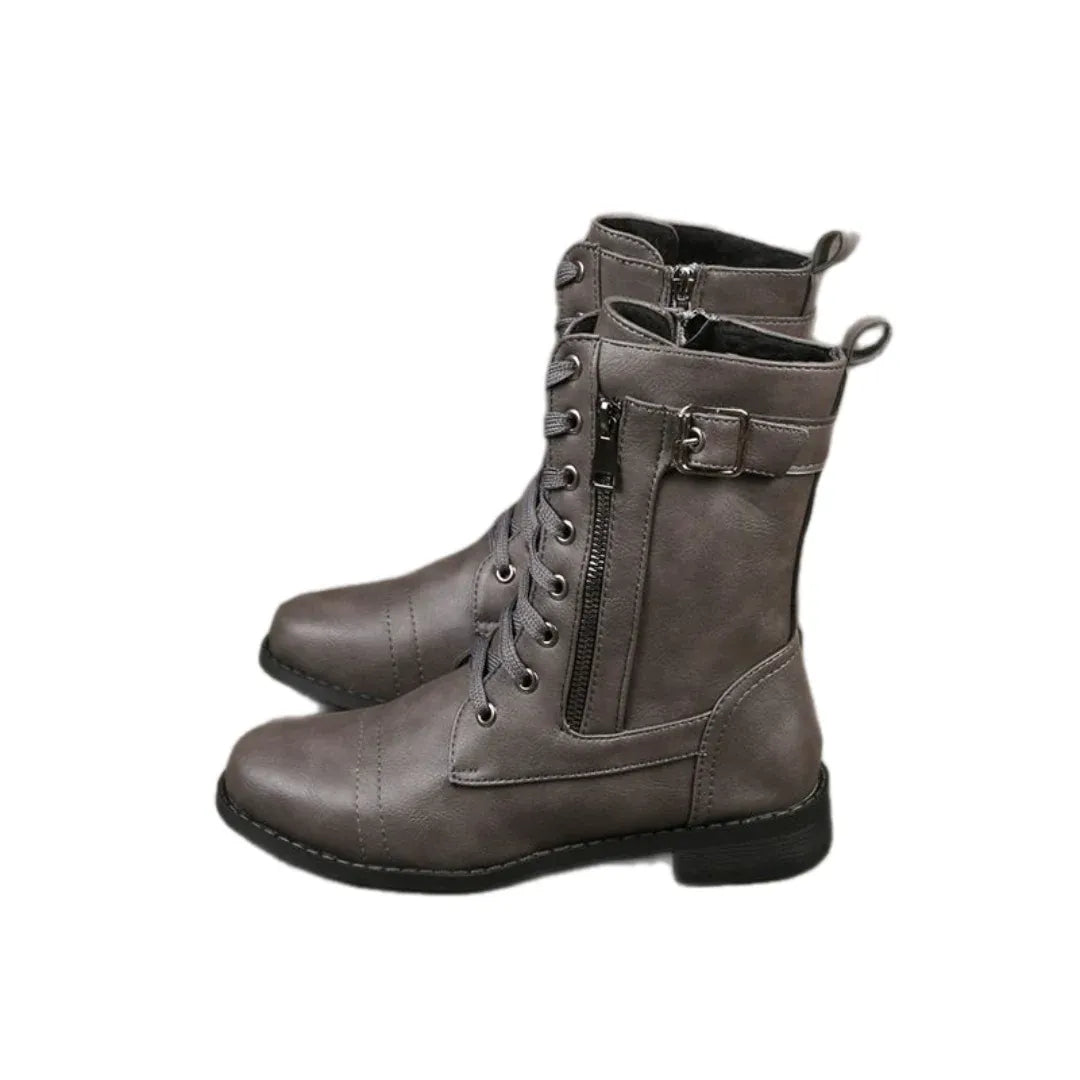 Women's Casual Wide Fit Boots with Lace-Up