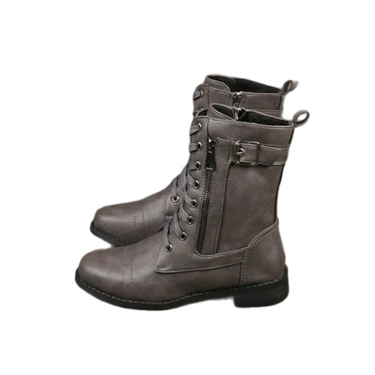 Women's Casual Wide Fit Boots with Lace-Up
