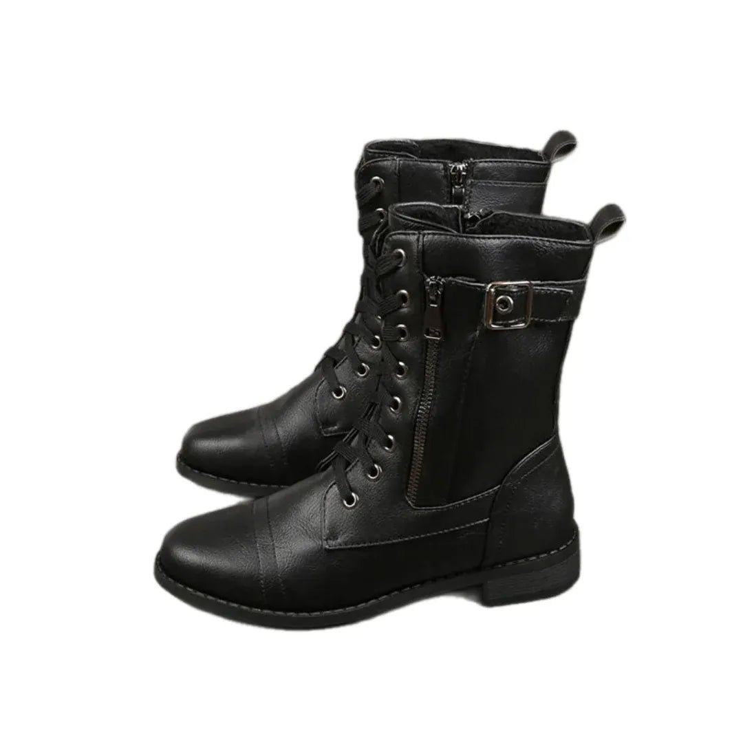 Women's Casual Wide Fit Boots with Lace-Up