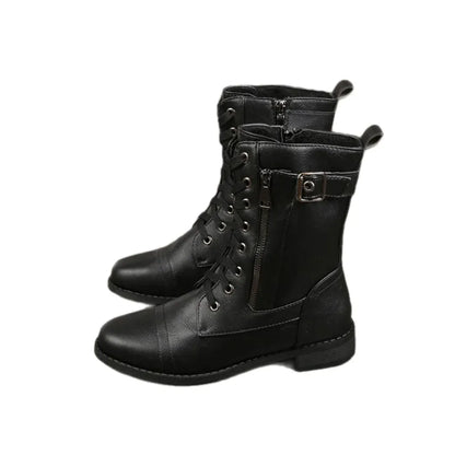 Women's Casual Wide Fit Boots with Lace-Up