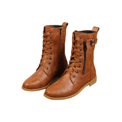 Women's Casual Wide Fit Boots with Lace-Up