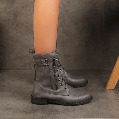 Women's Casual Wide Fit Boots with Lace-Up
