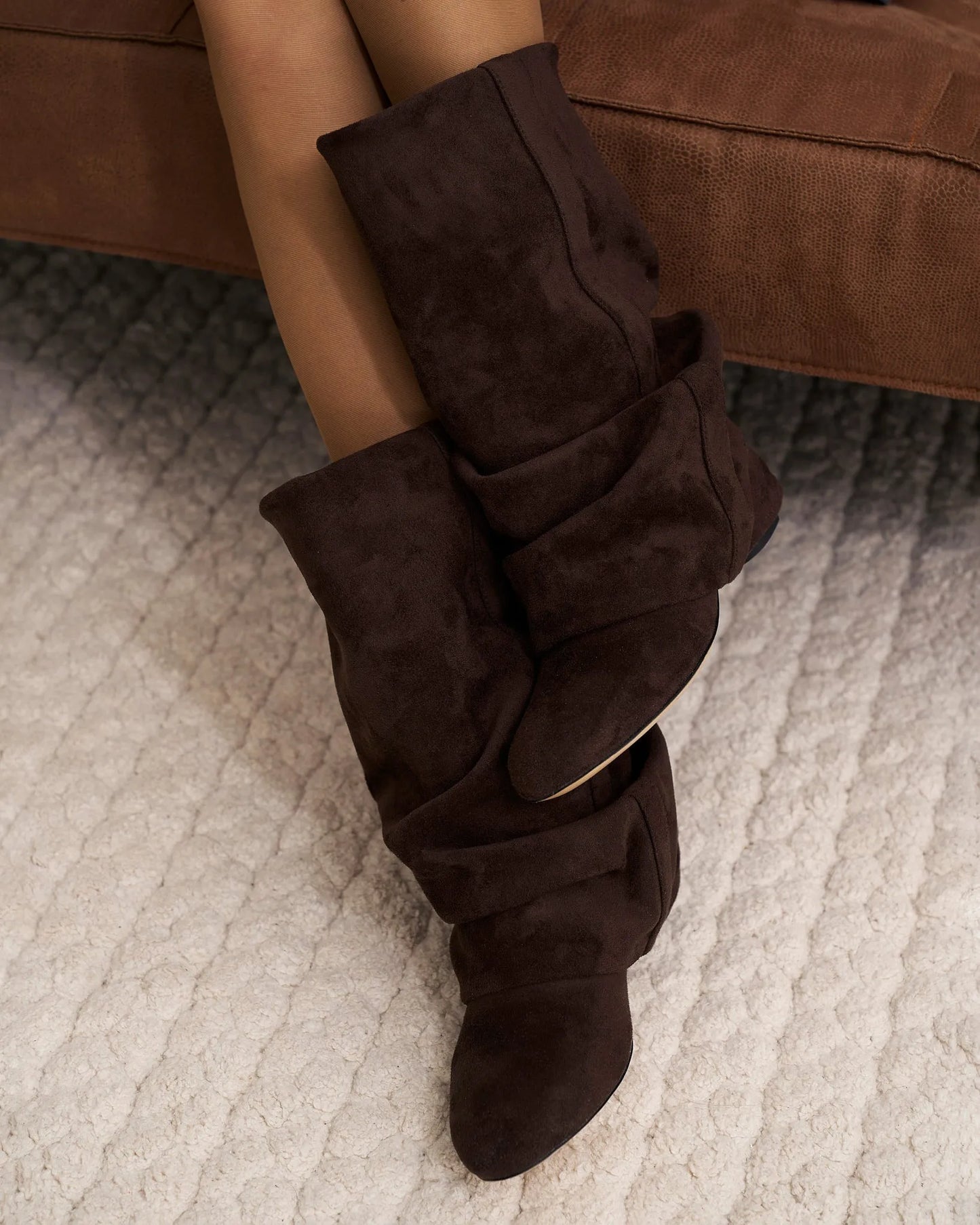 Women's Comfy Knee High Boots with Wide Calf