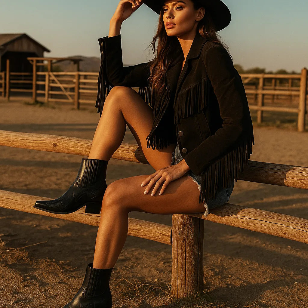 Women's Cowboy Ankle Boots with Slip On