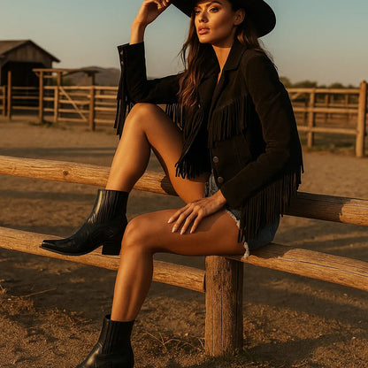 Women's Cowboy Ankle Boots with Slip On