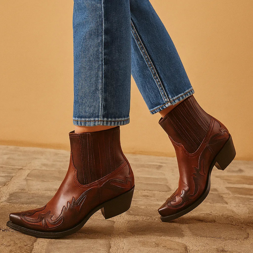 Women's Cowboy Ankle Boots with Slip On
