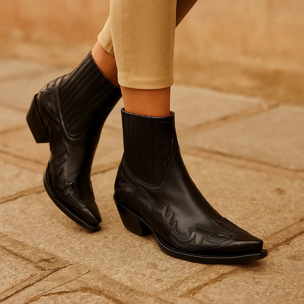 Women's Cowboy Ankle Boots with Slip On