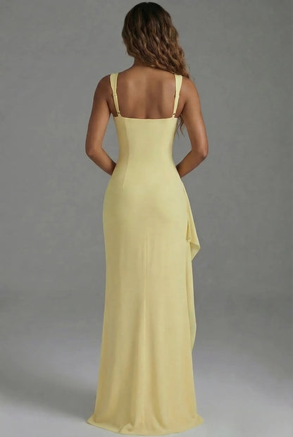 Women's Elegant Bodycon Maxi Wedding Guest Dress with Slit