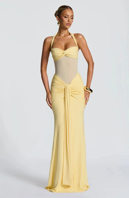 Women's Elegant Bodycon Maxi Wedding Guest Dress with Sweetheart Neckline