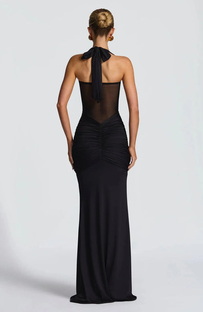 Women's Elegant Bodycon Maxi Wedding Guest Dress with Sweetheart Neckline