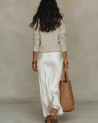 Women's Elegant Casual Maxi Wedding Guest Dress with Sweater