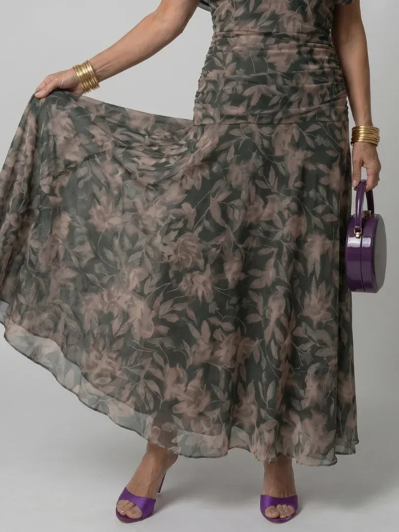 Women’s Elegant Evening Maxi Wedding Guest Dress with Pleated Details