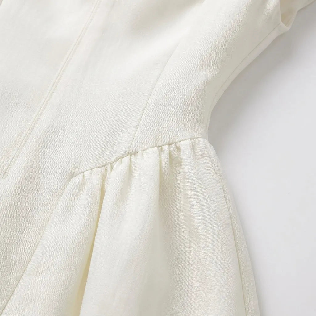 Women's Elegant Formal Midi Wedding Guest Dress with Cap Sleeves