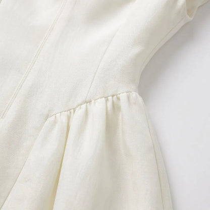 Women's Elegant Formal Midi Wedding Guest Dress with Cap Sleeves