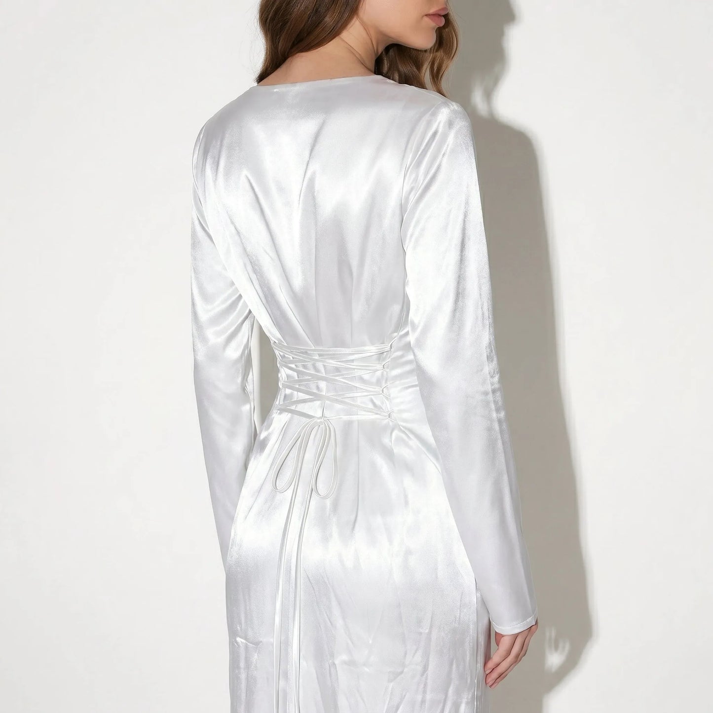 Women's Elegant Long Sleeve Maxi Wedding Guest Dress with Bell Sleeve