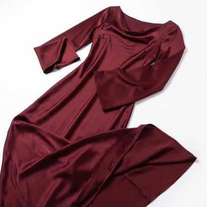 Women's Elegant Long Sleeve Maxi Wedding Guest Dress with Bell Sleeve