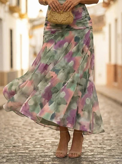 Women’s Elegant Off-Shoulder Maxi Wedding Guest Dress with Draped Waist