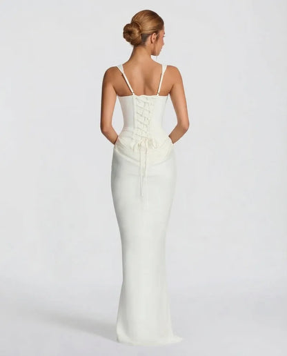 Women's Elegant Sleeveless Maxi Wedding Guest Dress with Square Neck