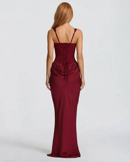 Women's Elegant Sleeveless Maxi Wedding Guest Dress with Square Neck
