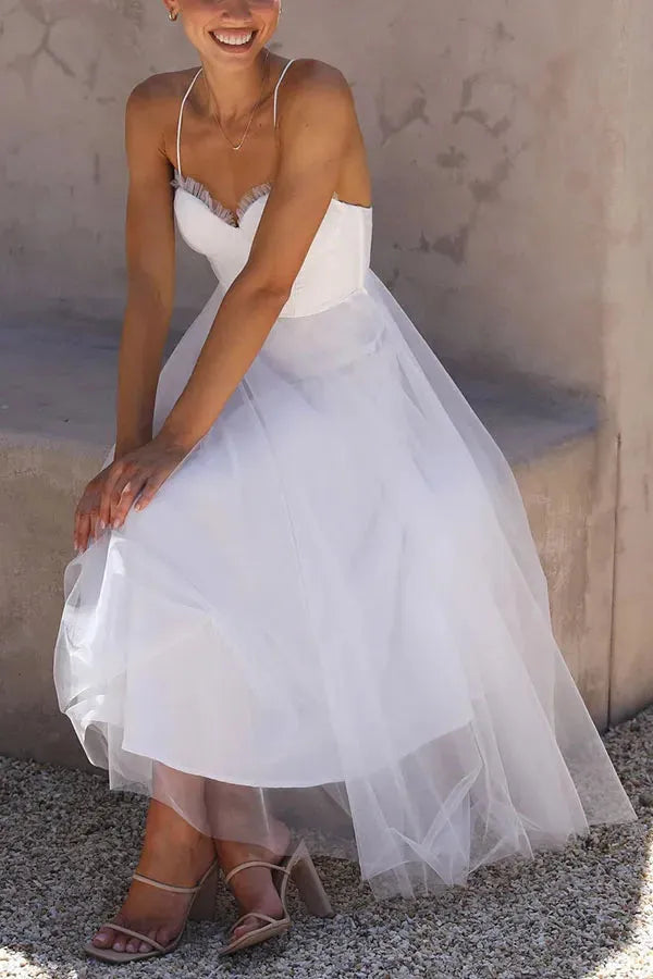 Women's Elegant Sleeveless Maxi Wedding Guest Dress with Sweetheart Neckline