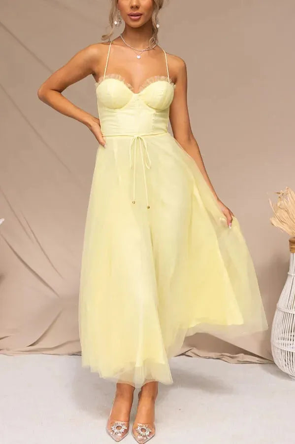 Women's Elegant Sleeveless Maxi Wedding Guest Dress with Sweetheart Neckline