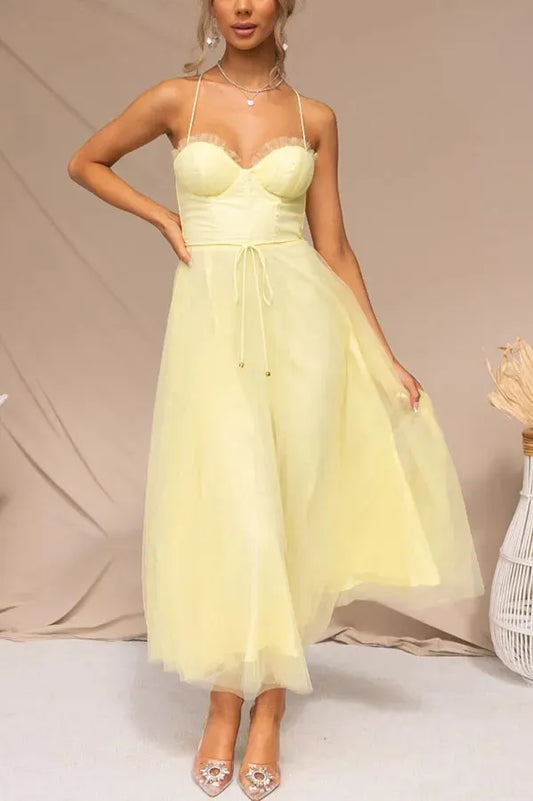 Women's Elegant Sleeveless Maxi Wedding Guest Dress with Sweetheart Neckline