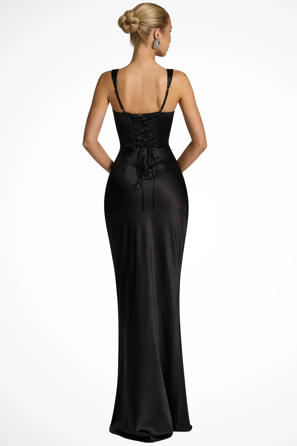Women’s Elegant Square Neck Maxi Wedding Guest Dress with Ruched Detail