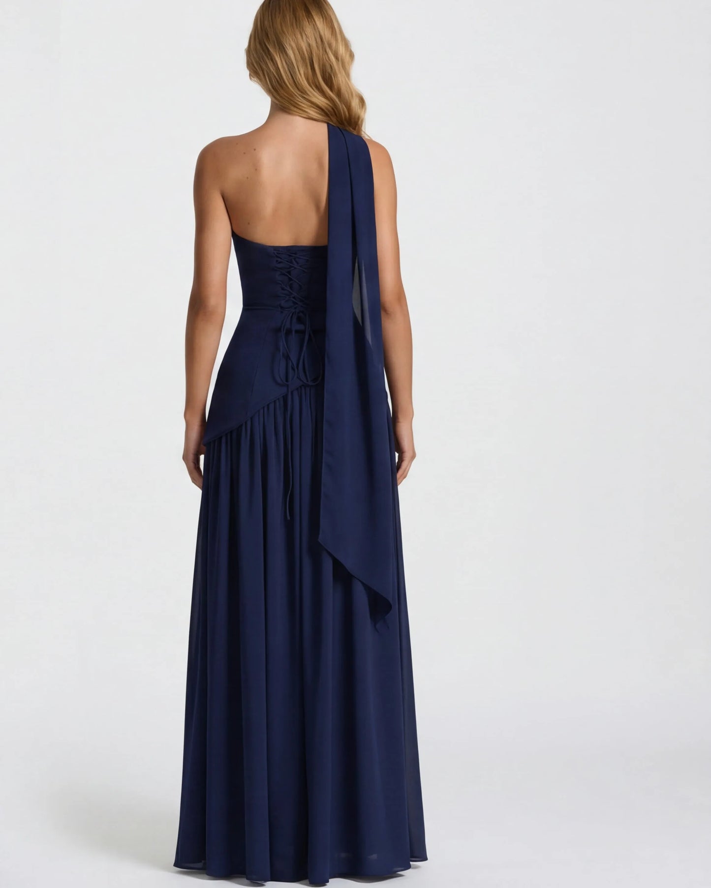 Women's Elegant Strapless Maxi Wedding Guest Dress with Slit