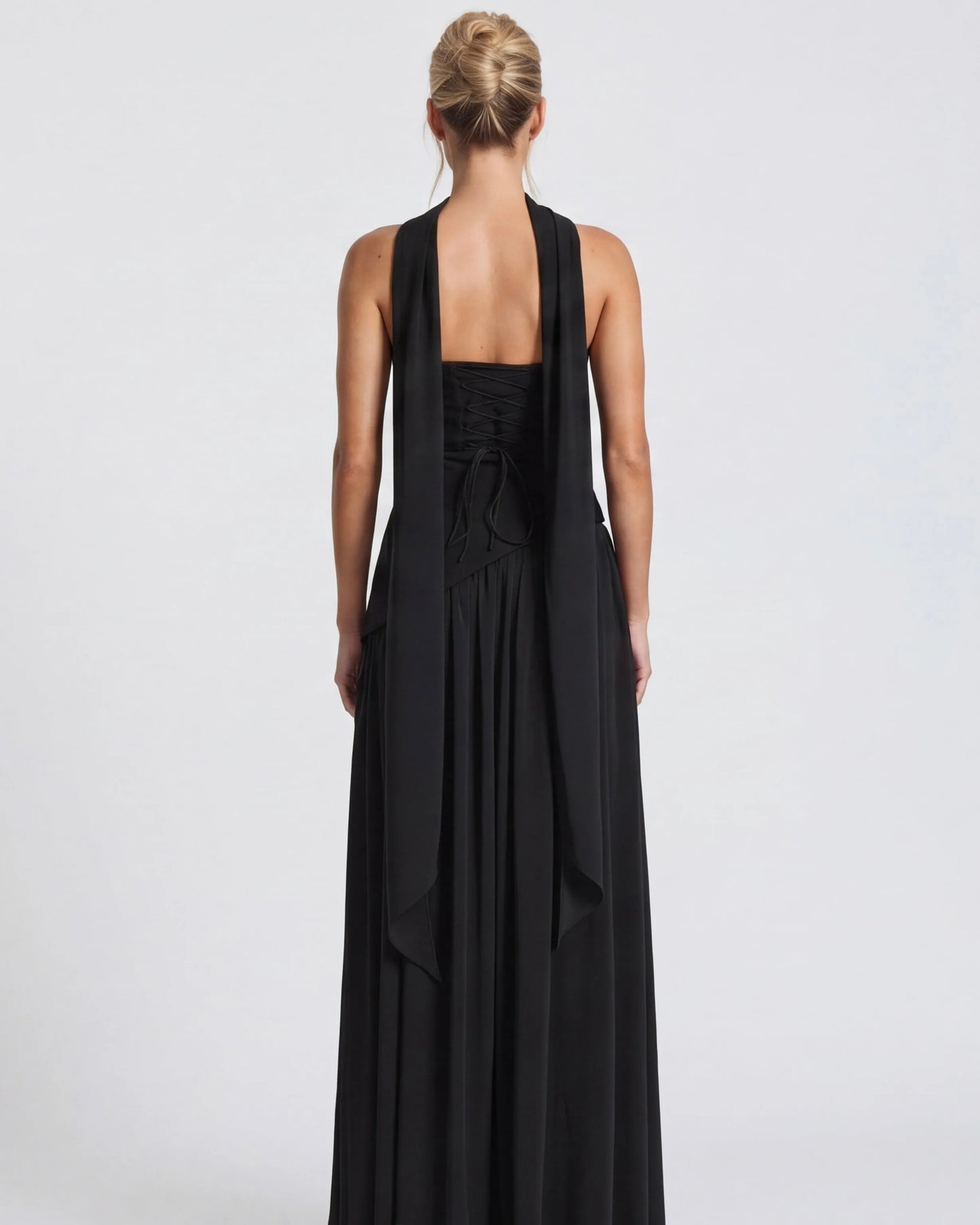 Women's Elegant Strapless Maxi Wedding Guest Dress with Slit