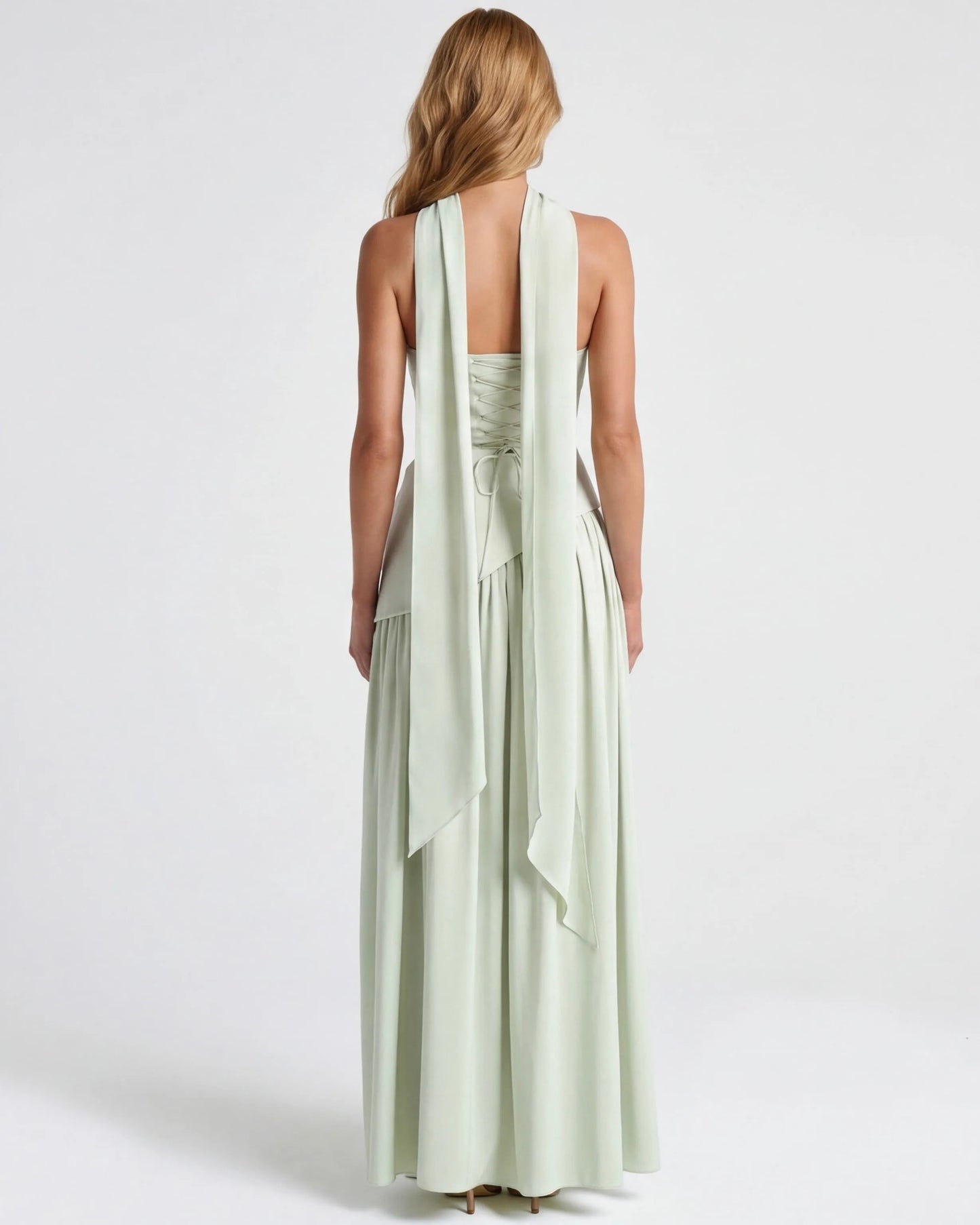 Women's Elegant Strapless Maxi Wedding Guest Dress with Slit