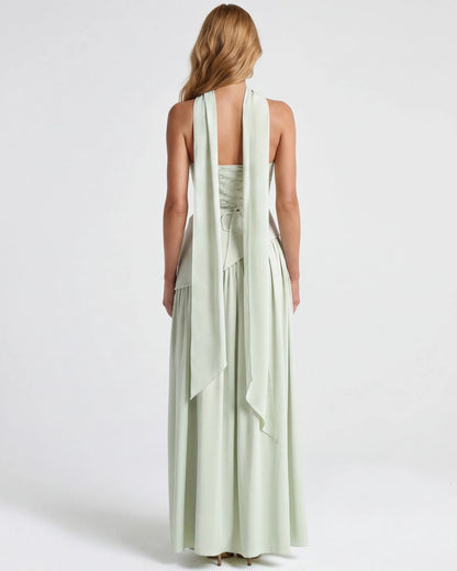 Women's Elegant Strapless Maxi Wedding Guest Dress with Slit