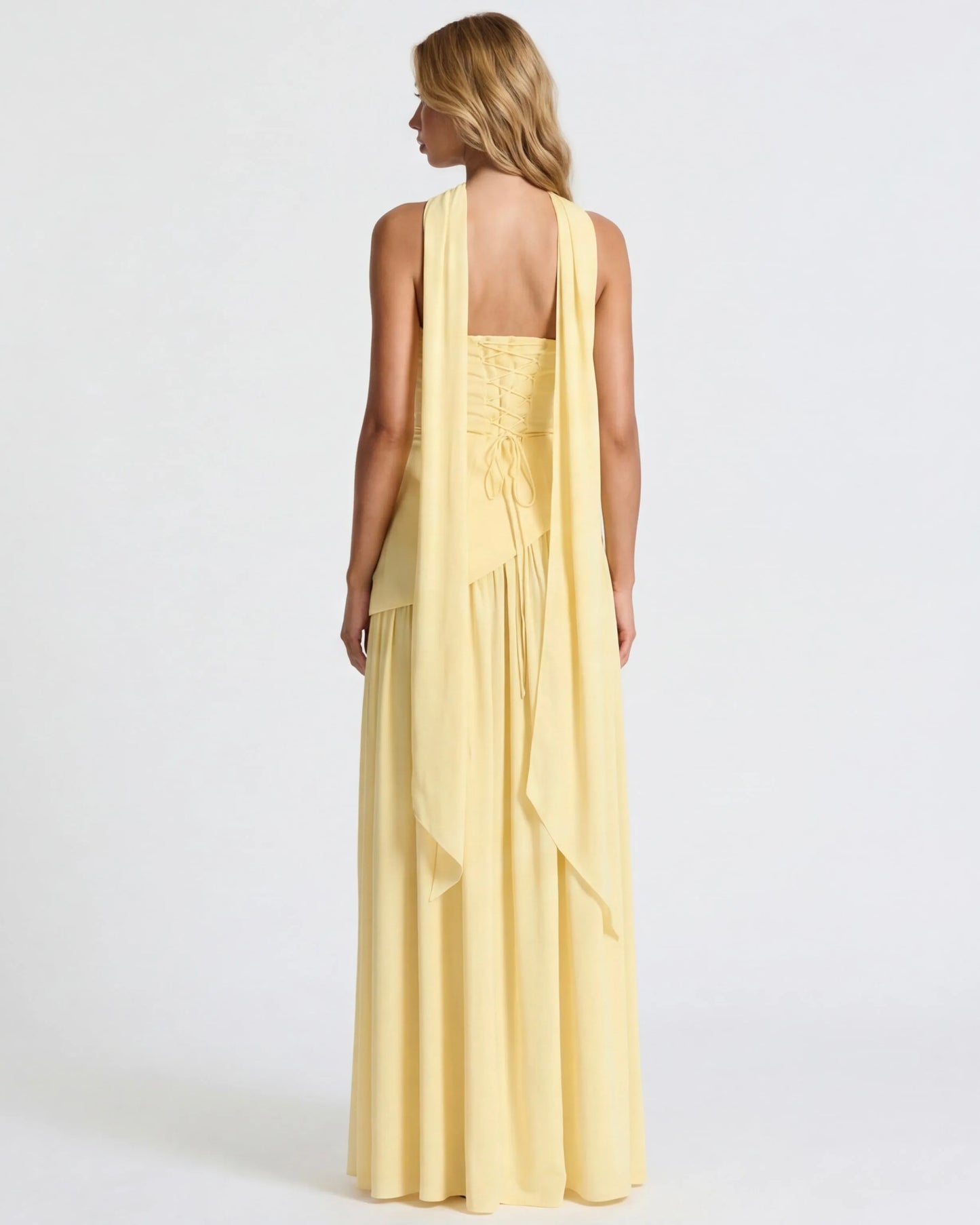 Women's Elegant Strapless Maxi Wedding Guest Dress with Slit
