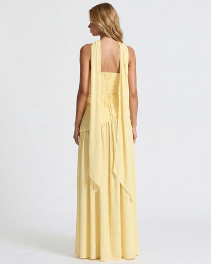 Women's Elegant Strapless Maxi Wedding Guest Dress with Slit