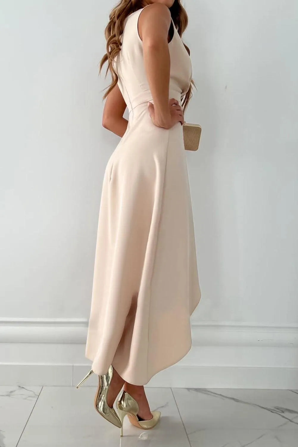 Women's Elegant Wrap Maxi Wedding Guest Dress with V Neck