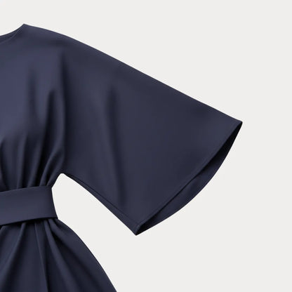 Women's Elegant Wrap Midi Wedding Guest Dress with Bell Sleeve