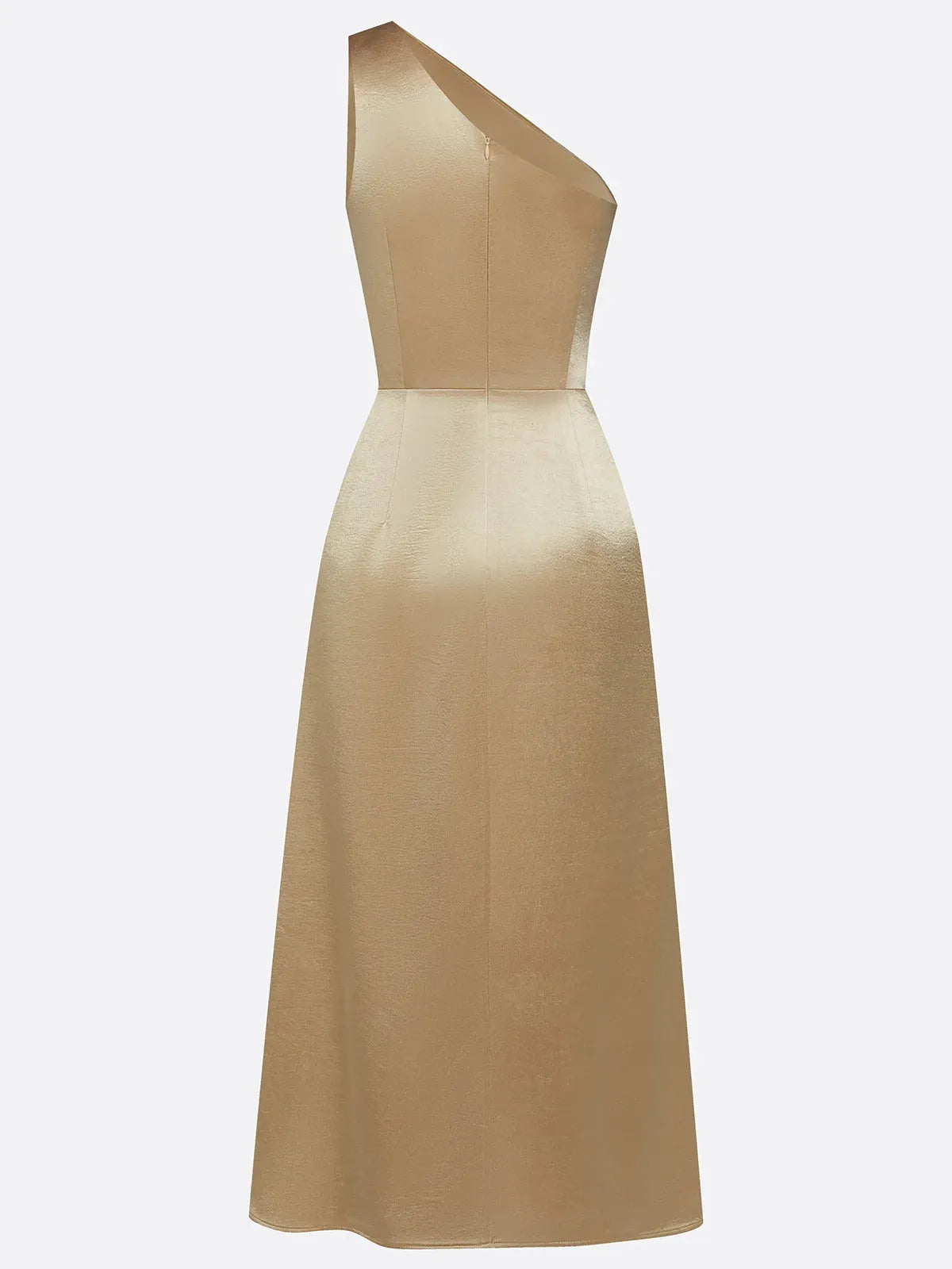 Women's Elegant Wrap Midi Wedding Guest Dress with One Shoulder