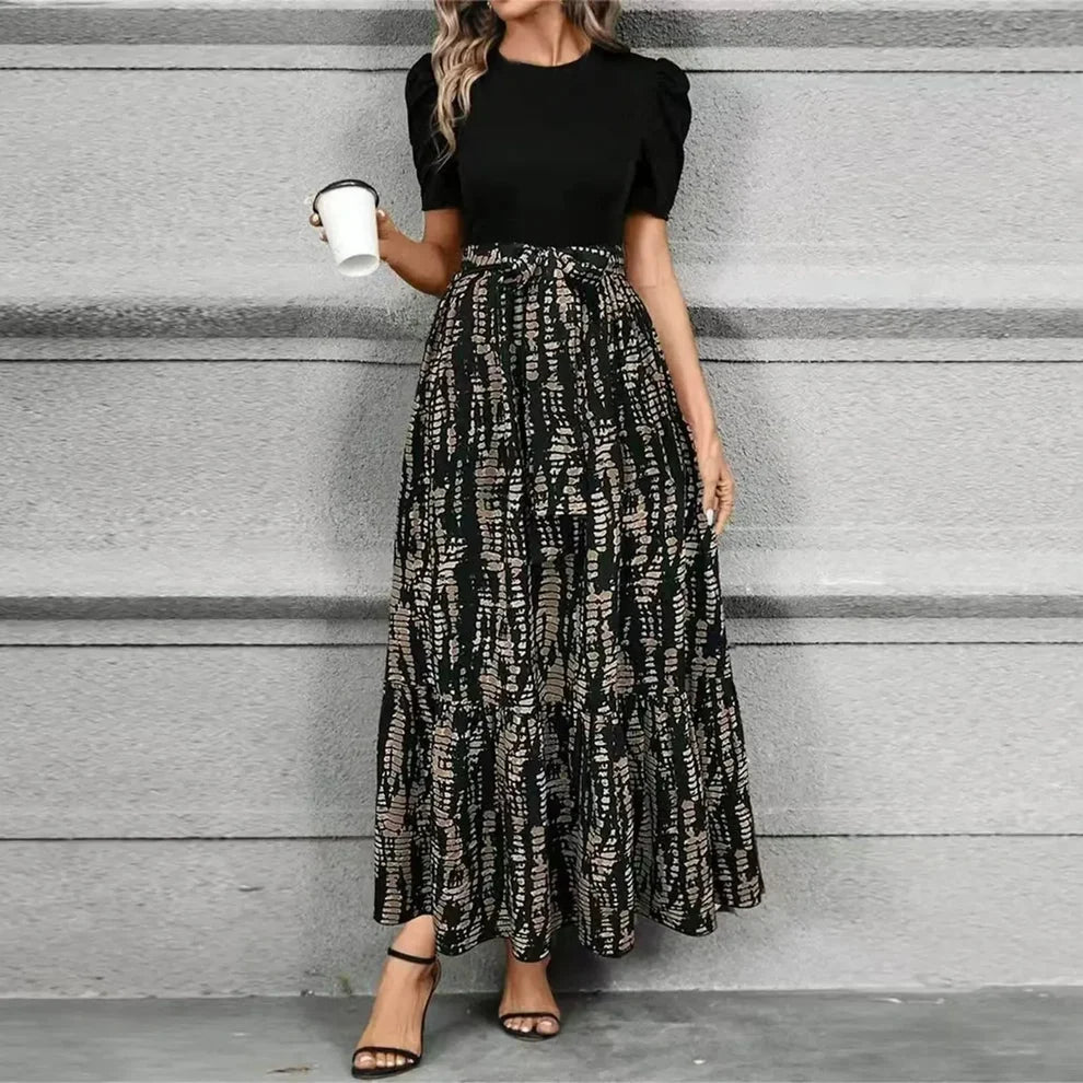 Women's Floral A-Line Maxi Wedding Guest Dress with Ruffle
