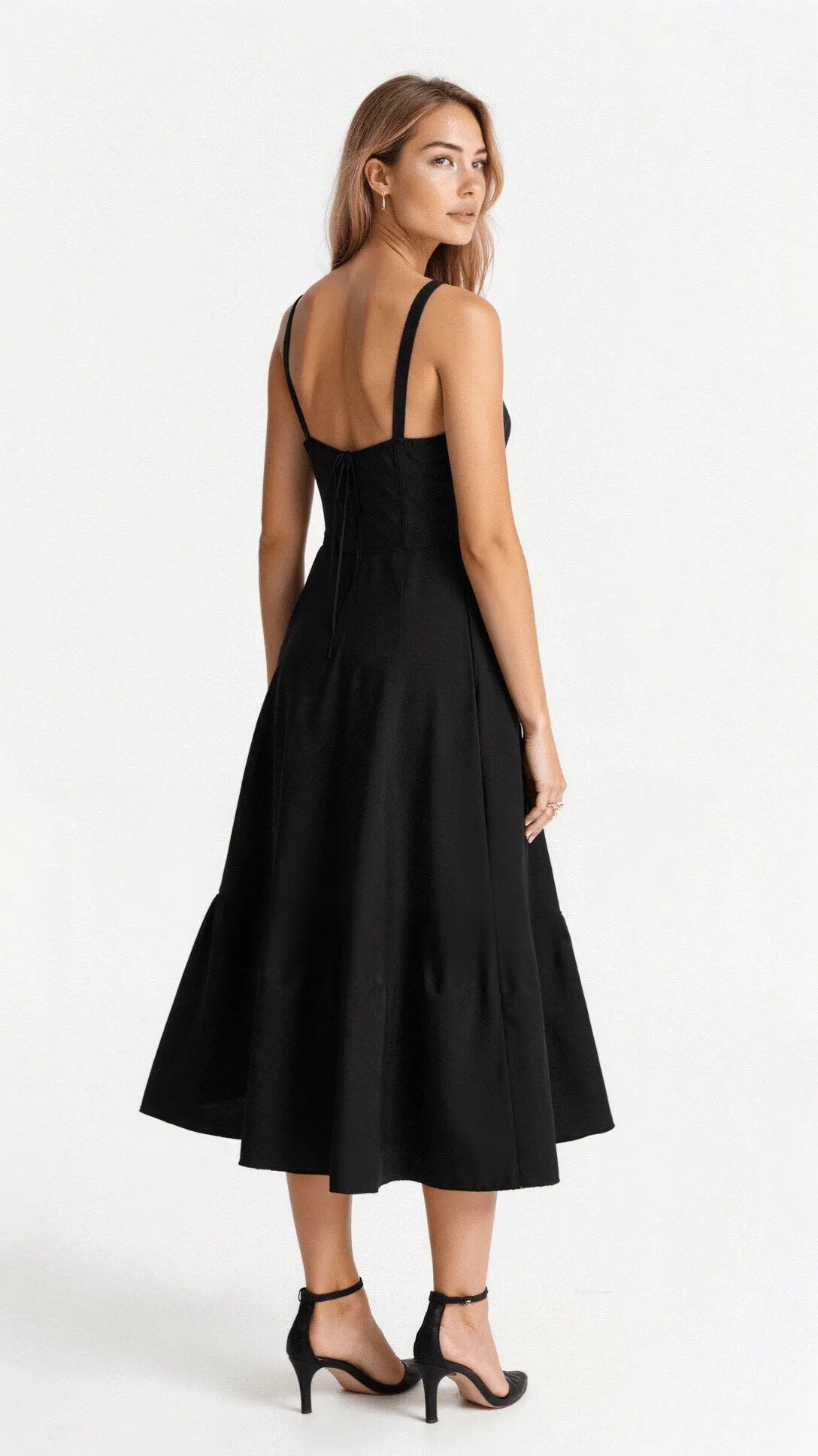 Women's Floral A-Line Midi Wedding Guest Dress with Slit