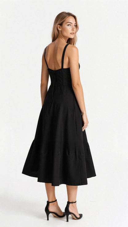 Women's Floral A-Line Midi Wedding Guest Dress with Slit